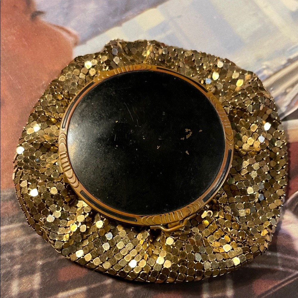 1930’s Evan’s Gold, Ebony and ivory Sequin makeup compact